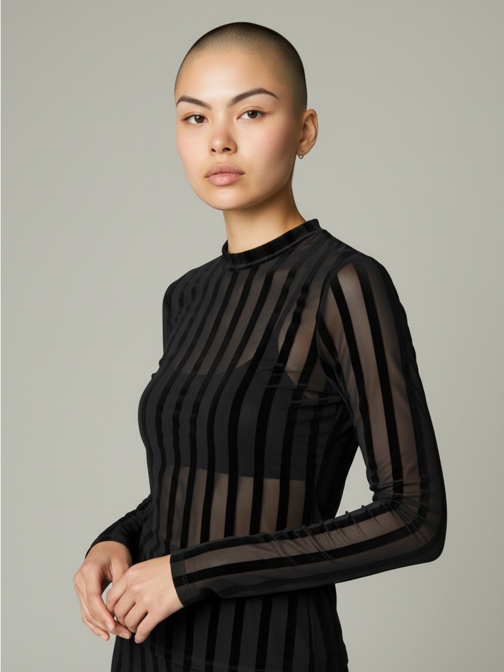 twik Black Striped Long Sleeve Top Size P/S